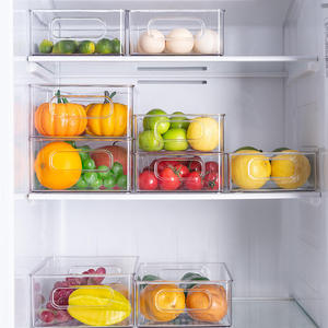 New Fashion 3pcs Set Stackable Square Crisper Food Grade <b>Kitchen</b> Transparent PET <b>Plastic</b> Refrigerator Storage Box - Product Image 2