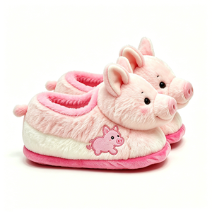 Pantoufles en peluche rose personnalisées pour filles, design brodé, doublure en polaire douce, à partir de 3 ans - Product Image 1