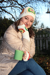 Bohemian Crochet <b>Hat</b> <b>and</b> Fingerless Gloves <b>Set</b> Acrylic Winter <b>Scarf</b> <b>Hat</b> <b>and</b> Glove <b>Set</b> for Adult <b>Women</b> - Product Image 5