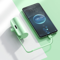Power Bank OEM Mini 5000mAh Pengisian Cepat dengan Kabel Tipe-C & Tali Gantungan Terintegrasi - Pengisi Daya Portabel untuk iPhone & Ponsel Android