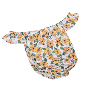 Ge2-2 Stock - Mono de Algodón Tejido para Bebés Niñas, con Estampado Floral Hawaiano, Top de Tubo, Un Hombro Descubierto y Banda Elástica - Product Image 5