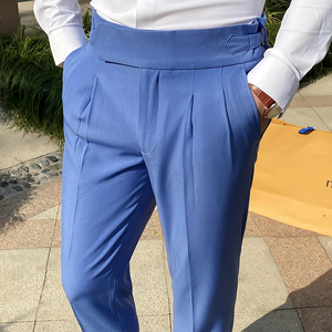 Pantalones ajustados informales de negocios para hombre, ropa Formal de vestir unicolor que combina con todo, de oficina, para <span class=keywords><strong>caballeros</strong></span> británicos, de alta calidad - Product Image 5