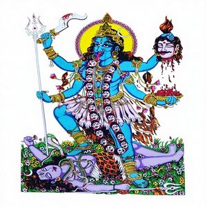 Tapisseries murales en coton tricotées multicolores avec imprimé Lord Kali et perles de sequins, lavables, fournisseur en gros d'Inde - Product Image 1