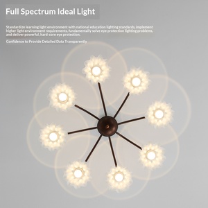 Lámpara de Techo Estilo Retro Francés de Mediados de Siglo, para Sala de Estar, Dormitorio, Comedor, con Control Remoto LED Marrón - Product Image 4