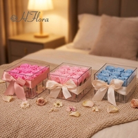 Fournisseur direct d'usine - 9 roses éternelles dans une boîte cadeau en acrylique - Décorations de remise de diplôme - Longue durée (3-5 ans) - Fabriquées à la main
