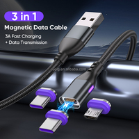 Greenport kabel Data pengisian daya cepat, kabel Data pengisian daya Cepat 16pin 3 in 1 USB ke USBC Micro USBA 3A, 1m (3,3 kaki) 2m (6,6 kaki)
