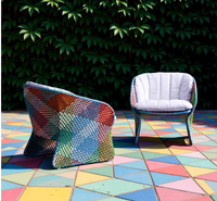 Fauteuil simple de luxe léger, design nordique, moderne et minimaliste, en rotin tressé, avec coussin moelleux et confortable