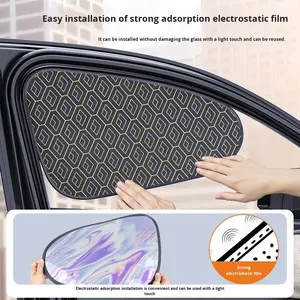 HONGLILAI ST-2417 Pare-soleil de pare-brise avant en cuir pliable pour voiture, rideaux isolants thermiques, panneaux adhésifs électrostatiques, intérieur - Product Image 3
