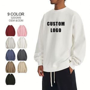 เสื้อสเวตเตอร์คอกลมสีขาวผ้าฝ้ายคุณภาพสูงแบบขายส่ง OEM สำหรับฤดูใบไม้ร่วง แบบเรียบ ทอสีพื้น มีกระเป๋า  สามารถสั่งทำได้ - Product Image 3