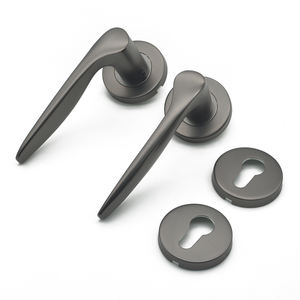 Usine levier plat poignée solide chambre Base ronde poignée de porte intérieure 304 acier inoxydable pistolet gris poignée de porte - Product Image 1