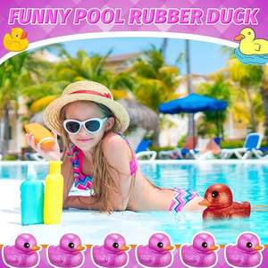 Canards en caoutchouc pailletés, lot de 6 couleurs assorties, cadeaux de bain, jouets anti-stress pour bébés et enfants, pour les fêtes prénatales et la piscine estivale - Product Image 4