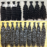 Extensions de cheveux humains vierges bruts non traités du Cambodge, Remy, double trame, double densité aux pointes, pour tresses bohèmes, lots en vrac