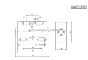 Haohong SO-H8L-J8 Dubbel <span class=keywords><strong>Pilot</strong></span>-Bediende Tweeweg Richtingsregelklep Hydraulische Klep 35Mpa Druk 40L/min Debiet M18*1.5 - Product Image 6