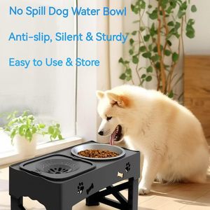 Nouveau bol pour chien 2-en-1 surélevé à alimentation lente, hauteur réglable, pliable - Product Image 3