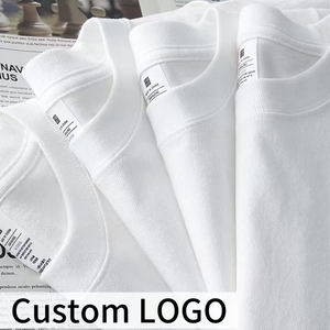 T-shirts décontractés à manches courtes en coton 230g, col rond, blancs, pour hommes, personnalisables - Product Image 1