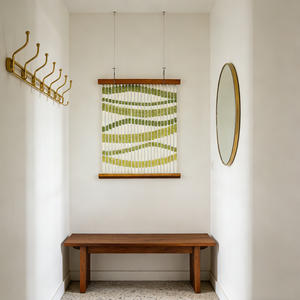 Décoration murale tissée tropicale côtière, motif vague ombrée en fil de coton, pour chambres en bord de mer ensoleillées - Product Image 4