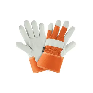 Guantes de cuero vacuno con reverso de lona, TRUPER, Caja de 6 pares - Product Image 1
