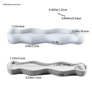 Support d'encens en forme de vague à faire soi-même pour les lève-tôt, écologique, style zen, brûleur d'encens couché, support de bougie, moule en silicone - Product Image 6