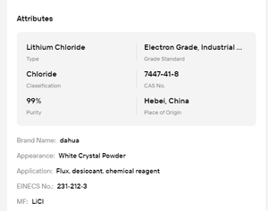Industrial Anhydrous Lithium Chloride for Desiccant <b>Dehumidifier</b> Air Conditioning Absorbent - Product Image 6