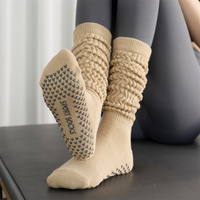 Chaussettes de yoga antidérapantes pour femmes, chaussettes de danse Pilates avec points en silicone, respirantes, en mélange de coton