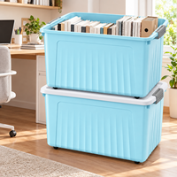 Caixas de Armazenamento Empilháveis com Tampas, Caixas Plásticas para Livros e Revistas, Organizador Grande com Rodas para Escritório, Durável