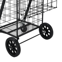 Chariot d'épicerie de supermarché à main, cadre en fer portable avec panier en fer peint à la bombe, chariot à provisions pour la maison