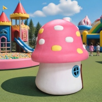Grande sculpture de maison champignon en fibre de verre, décoration extérieure de conte de fées et de dessin animé pour aire de jeux pour enfants, parc à thème, jardin et cour