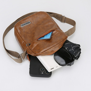 Opjingpin Men's PU <b>Leather</b> <b>Crossbody</b> <b>Bag</b> <b>Small</b> Durable Business Travel Shoulder <b>Bag</b> Solid Color Casual Everyday Use - Product Image 5