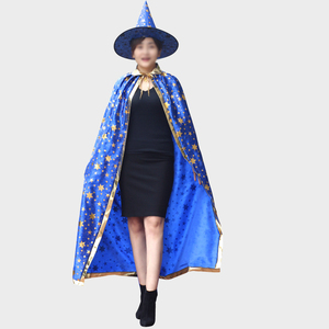 CM219 Adult Wizard Halloween Party Costume Glitter Star <strong>Witch</strong> <strong>Hat</strong> Cape Cloak for Adult Cosplay Party - Product Image 6