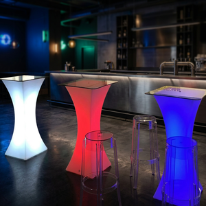 โต๊ะบาร์ LED ทรงสูงสำหรับกลางแจ้ง พร้อมเก้าอี้ โต๊ะกลม LED สำหรับงานปาร์ตี้ในสวน เหมาะสำหรับตกแต่งไนท์คลับ ลาว์นจ์ และสถานบันเทิงกลางแจ้ง - Product Image 3