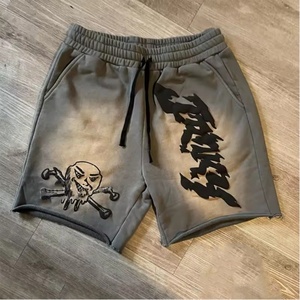 Shorts pour hommes avec logo personnalisé, impression en mousse d'été, coupe et couture, délavé au soleil, décoloration, effet vieilli, lavage à l'acide, vintage - Product Image 5