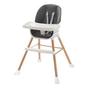 Chaise haute pour bébé avec pieds en bois, <span class=keywords><strong>ceinture</strong></span> de sécurité à cinq points, pédale antidérapante, réglable en hauteur - Product Image 1