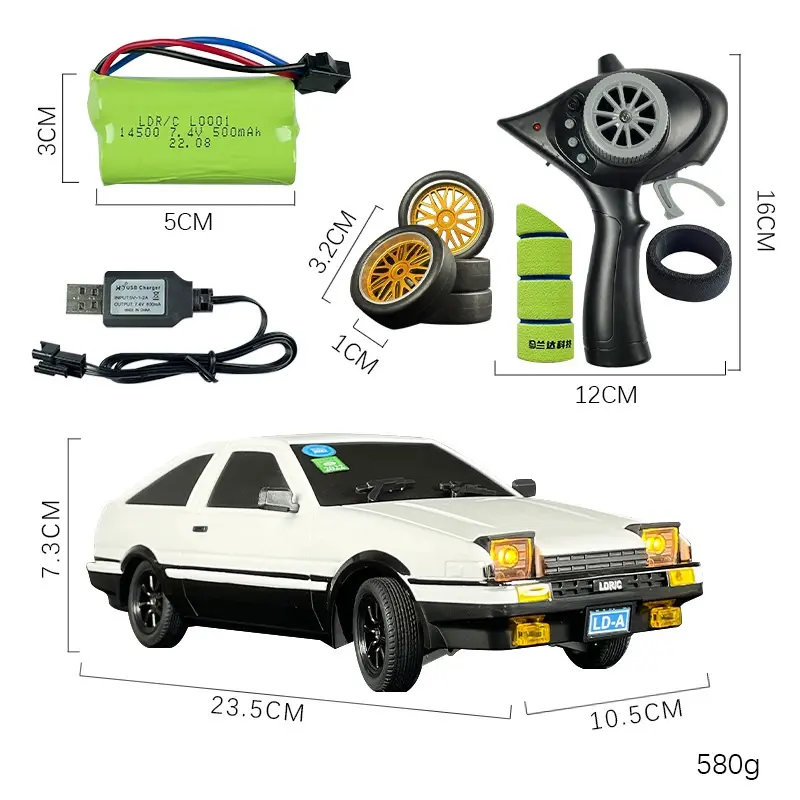2.4G 1/18 full scale remote control rollover lamp AE86 drift car high-speed 5-way LD1801 LD1802 with gyroscope electric rc toys