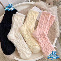 2025 Individuell bestickte Tier-Logo-Design Winter Indoor Warm Coral Fleece Cozy Fuzzy Plüsch Home Schlaf Slipper Socken