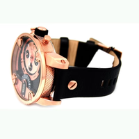 Montre à quartz chronographe à double fuseau horaire pour homme, boîtier en acier inoxydable, bracelet en cuir, montre-bracelet décontractée punk
