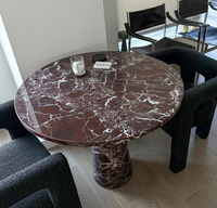 Table basse ronde en marbre Rosso Lavento naturel élégant et imperméable Tostone pour la décoration personnalisée de la chambre à coucher et des meubles de maison