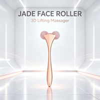 Rouleau de massage facial 3D en jade naturel avec cadre doré – Outil de lifting du visage anti-gonflement, raffermissant la peau et stimulant l'absorption des soins corporels