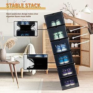 Boîte de rangement pour chaussures en acrylique transparente, pliable, à ouverture frontale, avec une capacité de 10 à 20 L - Product Image 3