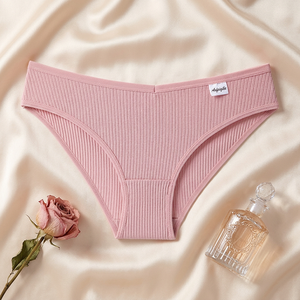 Culottes de bikini côtelées en coton pour femmes, douces, extensibles, couleur unie, taille mi-haute, respirantes, grandes tailles, vente en gros - Product Image 2