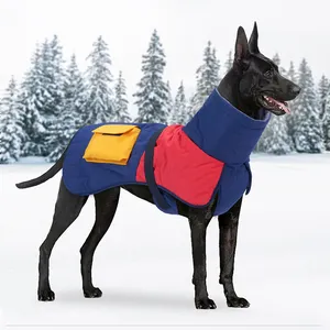 Manteau d'hiver en coton nouveau design d'épissure pour chien, col haut, garde au chaud, vêtement pour animaux de compagnie, vente en gros