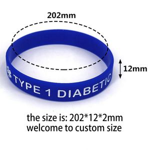 Pulsera de Silicona Personalizada para Diabetes Tipo 1 y 2, Brazalete Deportivo con Alerta Médica, Pulseras de Silicona Personalizadas - Product Image 3
