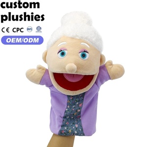 Marionnette à main en peluche grand-mère ultra-douce avec bouche mobile pour enfants, idéale pour le récit interactif d'histoires - Product Image 1