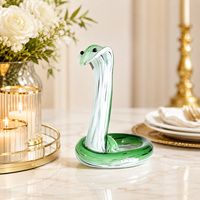 Figurine de serpent en verre soufflé artisanal, écologique et unique, pour la maison, le bureau, la table ou comme mascotte
