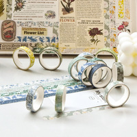 Ensemble de rubans Washi LABON PET, 5 rouleaux, ruban décoratif pour journal, motif floral, scrapbooking, planificateur, bricolage, ruban adhésif artisanal