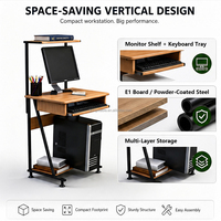 Support CPU en panneau de particules E1 avec cadre métallique, étagères de rangement, plateau pour clavier, poste de travail pour ordinateur portable, bureau à domicile
