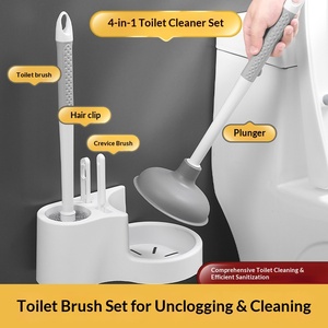 Juego <span class=keywords><strong>de</strong></span> <span class=keywords><strong>desatascador</strong></span> y cepillo para inodoro 4 en 1 con soporte para limpieza profunda en inodoros y alcantarillas - Product Image 2