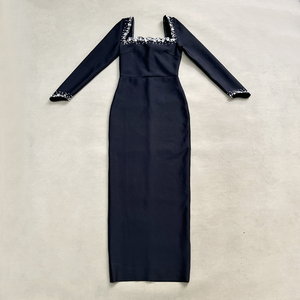 Ls2745 Kimshein Hoge Kwaliteit Kristal Lange Mouw Lange Galajurk Dame Elegant Verband Avondfeest Jurken - Product Image 5