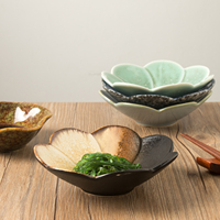 Handgefertigte Keramikschale mit Kiln-Change-Glasur, OEM-Anpassung, 5 Zoll, Pflaumenblüten-Design, für Gewürze, Sojasoße und Essig