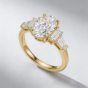 แหวนเงินแท้สั่งทำพิเศษ ทองคำแท้ 10K/14K/18K ทรงคลาสสิก เพชรเพาะเลี้ยง CVD คุณภาพ IGI VVS-VS รูปไข่/รูปทรงเหลี่ยม สำหรับงานหมั้น งานเลี้ยง แฟชั่น - Product Image 1