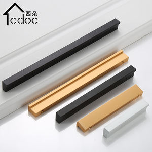 Xiduo Modern L-shaped Aluminum Cabinet <strong>Door</strong> Handle for Kitchen Dresser Matt Black - Product Image 1